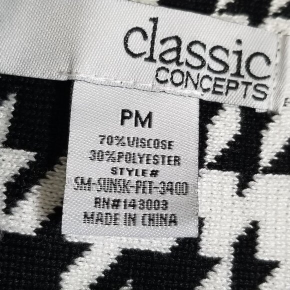 Nwt Classic Concepts Black White Circle Skirt Sz PM Womens Stretch Knit Pull-On - Picture 7 of 8